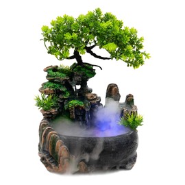 Desk Water Fountain Atomizing Rockery Water Fountain Desktop with LED Lamp,Perfect for Office, Home, Bedroom Desk