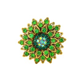 Red Brooches for Women Rhinestone Sunflower Brooch Pin Purple/Blue Flower Brooch Big Flower Brooc Marquise Wreath Brooches Jewelry (Green 2)