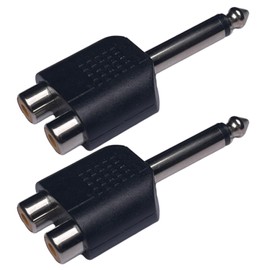 CESS 6.35mm Mono Male to Dual RCA Female Splitter Adapter, 2 Pack