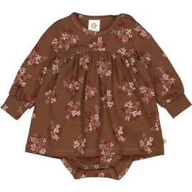 Müsli by Green Cotton Baby Girls' Flora L/S Dress Body Base Layer, Bark/Cabernet/Nightingale