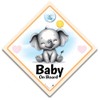 Baby on Board Car Sign, Cute Elephant Design, with Reusable