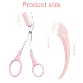 AYVRUOP 1 Stück Schere und 3 Stück Gesichtsrasierer für Frauen, tragbarer Augenbrauenformer für die Entfernung von Augenbrauenhaaren, halbmondförmiges Sicherheitsdesign