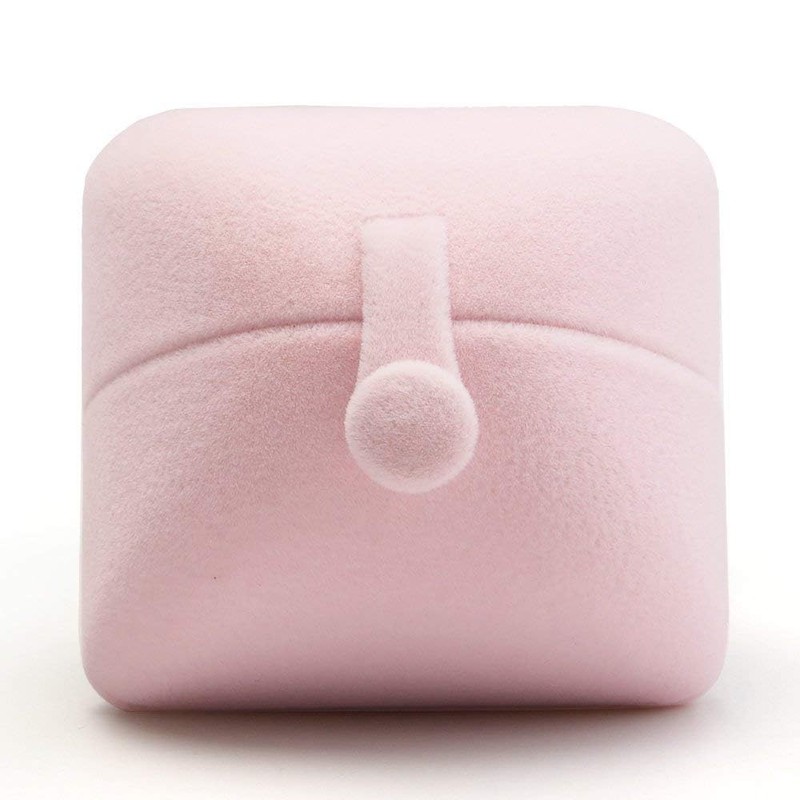 Pink Velvet Ring Box Double-open Ring Box for Proposal Engagement