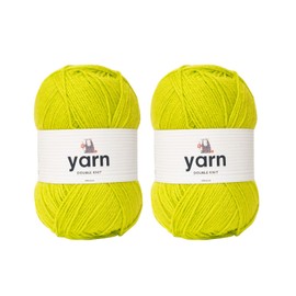 Korbond Yarn - Bright Green - 2 x 100g Acrylic Wool - Lightweight, Hypoallergenic & Durable Double Knit Crochet Yarn Knitting Wool