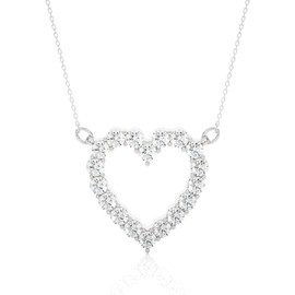 Moissanite Heart Necklaces For Women, Hypoallergenic 14K Gold Plated Sterling Silver Necklace, 16"-18" Adjustable Chain