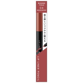 Kiss Me Ferme Lip Liner N 04, Medium Brown, 0.007 oz (0.18 g), Anti-Fall Lip Liner, Mouth Corner, Hollow Out Type
