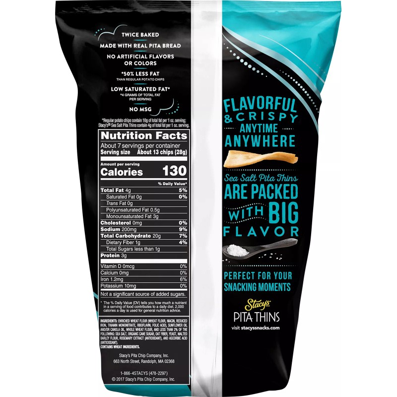 Stacy's Pita Chip Pita Thins Sea Salt 6.75 oz (Pack