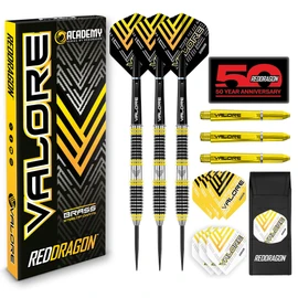 RED DRAGON Valore 22g Brass Steel Darts Set with Dart Flights and Dart Shafts (Handles) Including Dart Wallet