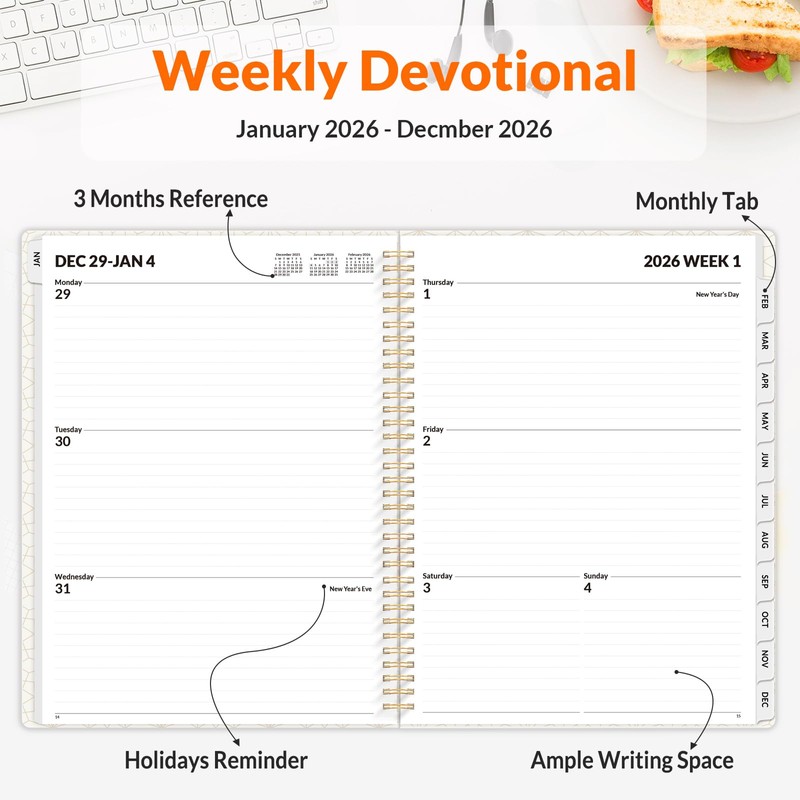 SUNEE 2026 Planner, Weekly and Monthly Calendar Planner, January 2026-December