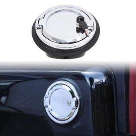 PIUGILH Locking Fuel Filler Tank Door Compatible with Hummer H3 2005-2009 Exterior Accessories, Lock Fuel Filler Tank Door Gas Tank Cap Cover (Silver)