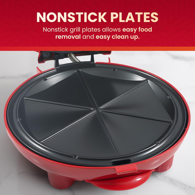 Elite Gourmet EQD-413 Electric Non-Stick 8" Quesadilla Maker, Easy-Slice 6-Wedge,