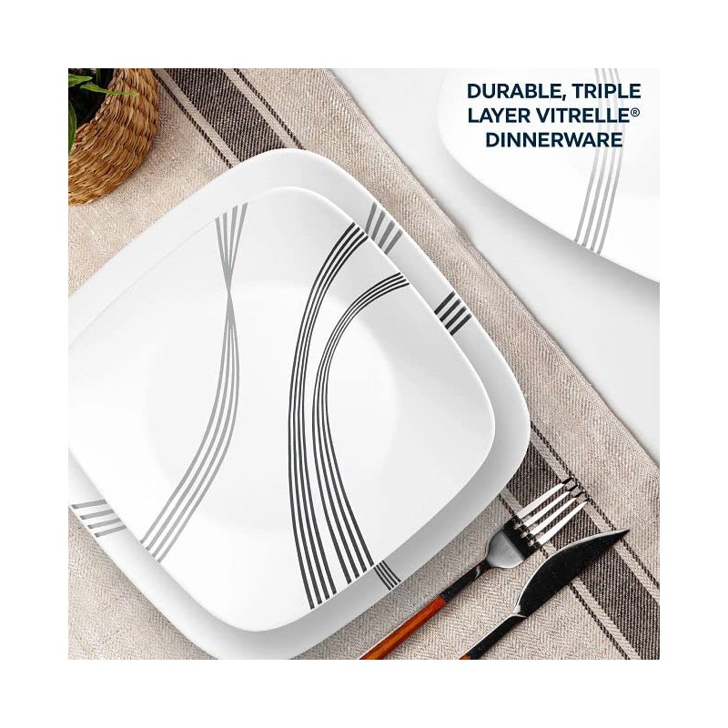 Corelle Urban Arc 16pc, Service for 4, Dinnerware Set, 8