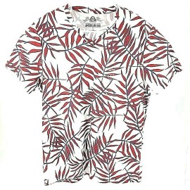 American Rag Cie Men Size XL V-Neck  T-Shirt White Red Cotton Blend Tee
