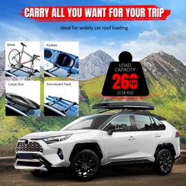 IKON MOTORSPORTS Lockable Roof Rack Cross Bars, Compatible with 2019-2025 Toyota RAV4 (Not Fit Adventure/TRD Off-Road/Woodland Edition), Heavy Duty Aluminum Black Anti-Theft Lock Crossbars