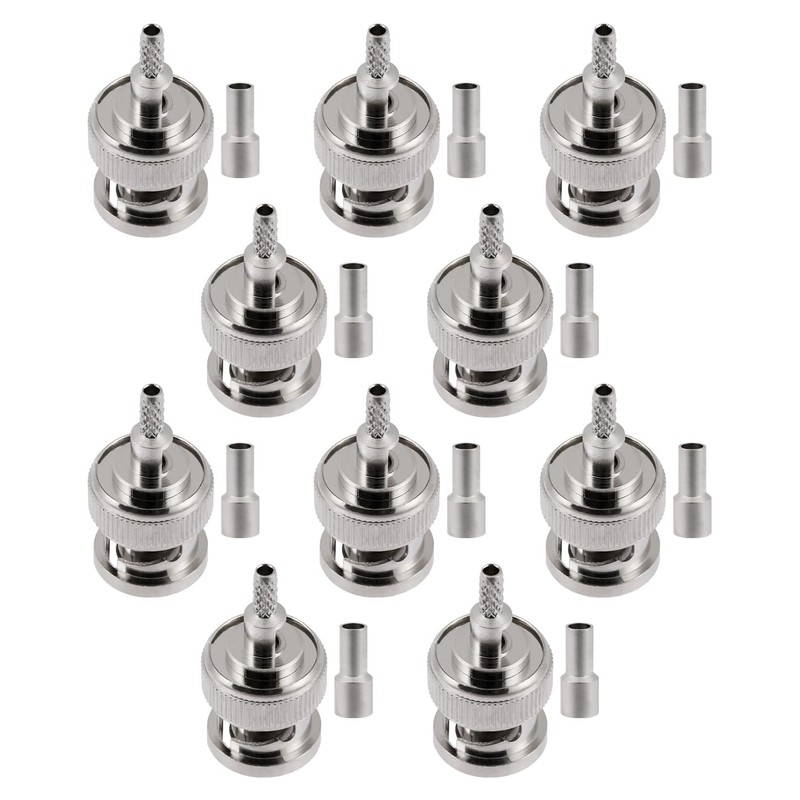 POBADY 10PCS BNC Conectores Macho 50 Ohm BNC Macho Crimpado
