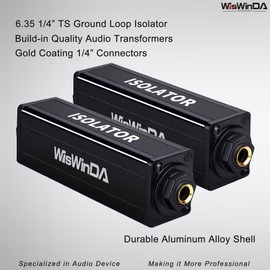 WisWinDa Pro TS-1 Audio and Microphone Hum Eliminator TS 1/4inch 6.35 Ground Loop Isolator for Home/Office Audio Systems Noise Filter(PRO TS/TRS-1)