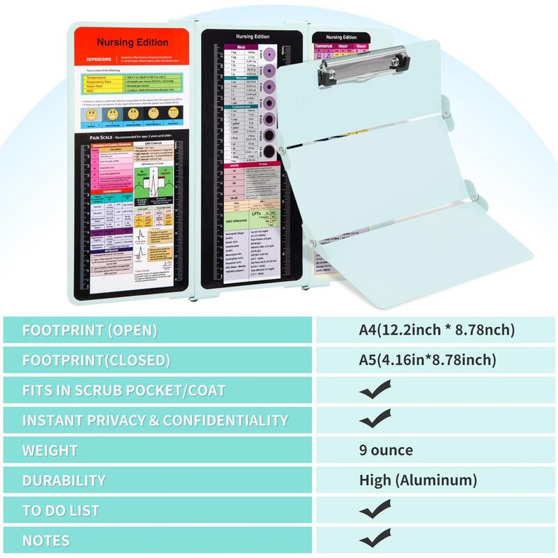 Nursing Clipboard with Nursing and Medical Edition Cheat Sheets 3