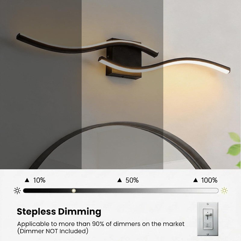 fengkiop Vanity Light for Bathroom, 31.6 Inch Black LED Dimmable