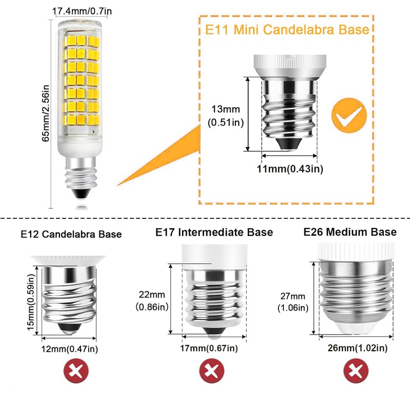 Aooallme E11 LED Bulb 100W Halogen Bulbs Equivalent, JDE11 Mini