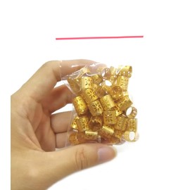 50 Pieces Dreadlocks Beads Hair Braid Cuffs Dreads Lock Ring Adjustable Hair Clip Filigree Tube Tools for Decoration (Silver or Gold) (Gold)