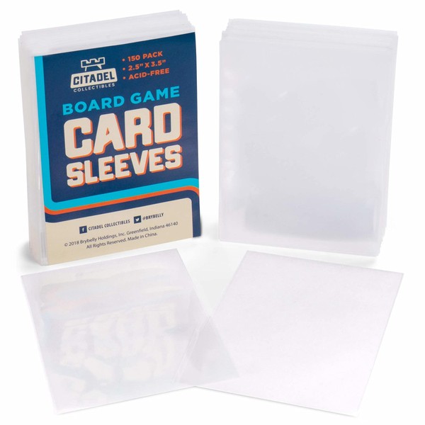 150 Board Game Card Sleeves - Durable 2.5" x 3.5" Plastic Card Protectors for Game Components & Collectible Card Games - Compatible with TCG Games & Standard Poker Size Cards