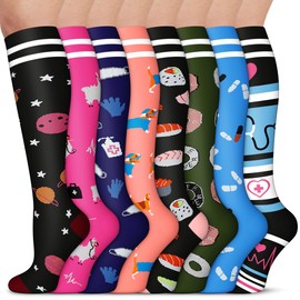 8 Pairs Compression Socks - Compression Socks Women & Men Circulation - Best for Medical, Running, Athletic, Flight, Travel