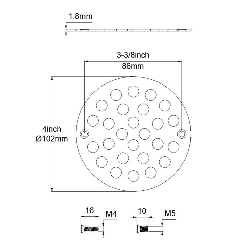 Holge Round 4 Inch Screw-in Floor Drain Cover Replacement Shower