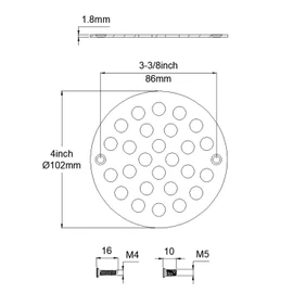 Holge Round 4 Inch Screw-in Floor Drain Cover Replacement Shower Drainer Grate with Screws (Matte Black)