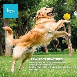 HK Hund & Katt Nearly Indestructible Solid Rubber Dog Fetch Toy, 2.7 inch (7cm), Non-Toxic, Floating, Interactive Play (Yellow)