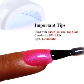 Ozzeal Glitter Gel Polish, Hot Pink Iridescent Glitter Gel Nail Polish Sparkle Shimmer Gel Glitter Nail Polish Summer Rainbow Soak off LED UV Gel Nail Polish for Art DIY Manicure 15ML