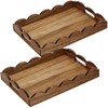 Sawysine 2 Pcs 2 Pcs Wooden Scalloped Tray with Handles