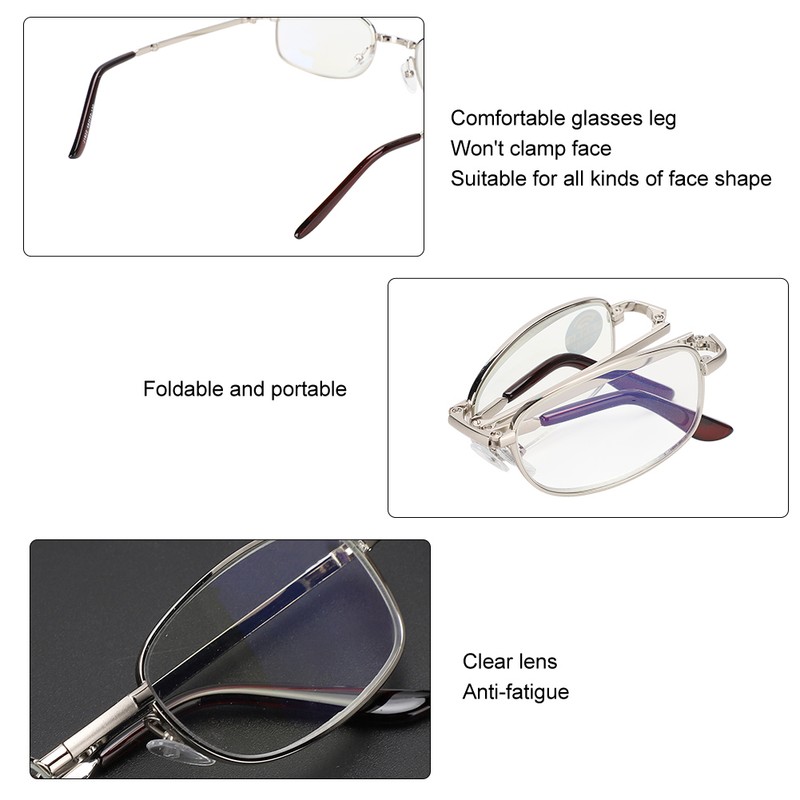 Folding Metal Anti Blue Rays Presbyopic Glasses Visual Fatigue Relief