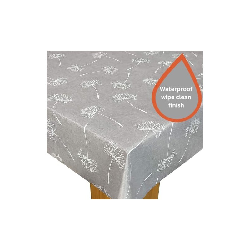 Karina Home Oval Wipe Clean Tablecloth Megan Grey Vinyl PVC