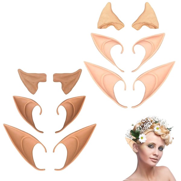 YanBous Elf Ear Set Made of Latex, 6 Pairs Different