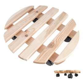 Creative Home Wooden Plant Roller | Load Capacity 80 kg Diameter 35 cm | Rolling Board Plants Flower Roller Transport Roller Roller Tray | Mobile Flower Stand Made of Solid Wood