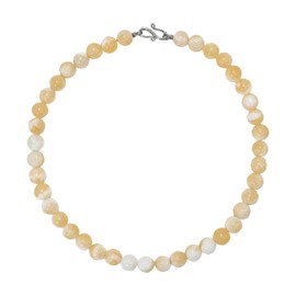 CAFFTI Yellow Necklace Natural Stone Beaded Necklace 10MM Round Beads Choker Necklace Crystal Jewelry Summer Beach