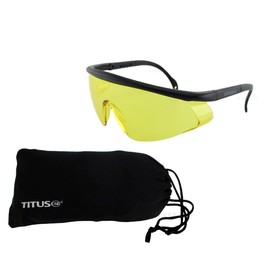 TITUS Large Industrial/Scientific Safety Glasses (With Pouch, Adjustable Frame - Yellow)