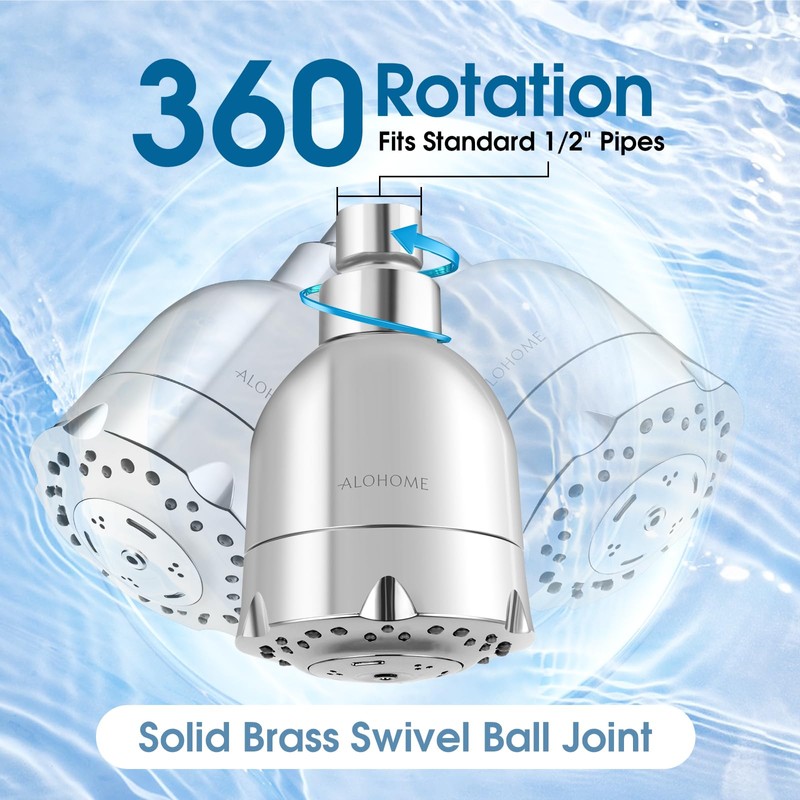 High Pressure Boosting Shower Head, ALOHOME 6 Powerful Spray Settings