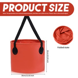 Folding Water Bucket, 20L Collapsible Bucket Multifunctional Folding Buckets Foldable Buckets for Camping Hiking Fishing Gardening (Orange)