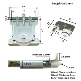 2pcs Sliding Wardrobe Door Parts/Wheels/Runners/Rollers/Guides with Damping Buffer, Loading Capacity 20KG