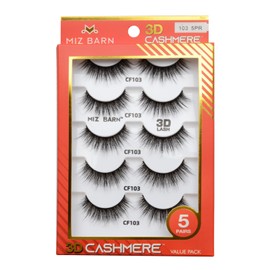 Miz Barn Lashes 5 Pairs Cat Eyes Wispy Lightweight Natural 3D Cashmere Soft Long Extension Eyelashes Pack Handmade Luxurious Volume Fluffy False Eyelashes (CF103)
