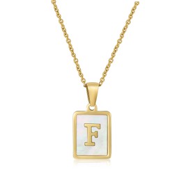 CERSLIMO Initial Necklace for Women Girls - Gold Solid Alphabet Pendant Necklace with Chain-45CM, Hypoallergenic Titanium Capital Letter ABC to XYZ, Initial Jewellery Gifts for Birthday Christmas, F
