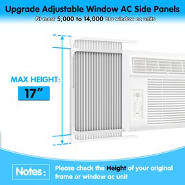 Air Jade Window Air Conditioner Side Panels with Frame, Adjustable AC Side Panels for 14,000 to 22,000 Btu Window AC Units, Extra Wide Window Air Conditioner Panels and Frame Kit, Pack of 2