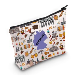 PWHAOO Germany Travel Traveling Gift Germany Icons Makeup Bag Germany Trip Vacation Cosmetic Bag Germany Souvenir Gift (Germany Icons M)