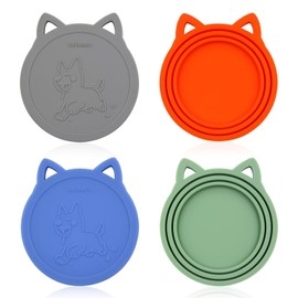 4 Pack Pet Food Can Cover Silicone Food Can Lids,Universal BPA Free, One Fit Most Standard Size Food Cans