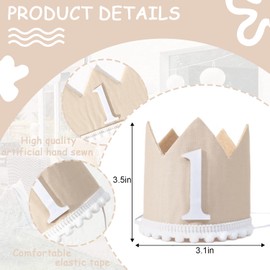 WAOUH 1st Birthday Crown for Party Decor - First Birthday Hat for Baby Boys or Baby Girls,Baby Showers Party Photo Props Surprise (Brown)
