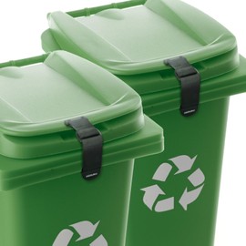 2PCS HOSUKU Trash Can Lock for Animals, Raccoon Proof Trash Can Lock, Adjustable Garbage Can Lock for Outdoor Use, Auto-Release During Collection, Easy to Install