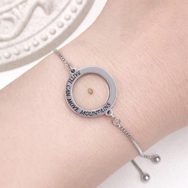 Yongxu Mustard Seed Charm Bracelet Engraved with Faith Can Move Mountains | Adjustable Stretch Bracelet for Men and Women | Inspirational Religious Jewelry