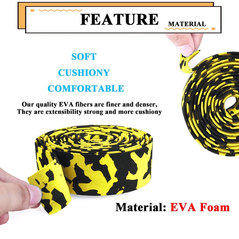 KINGOU Black & Yellow Camouflage EVA Road Bike Handlebar Tape