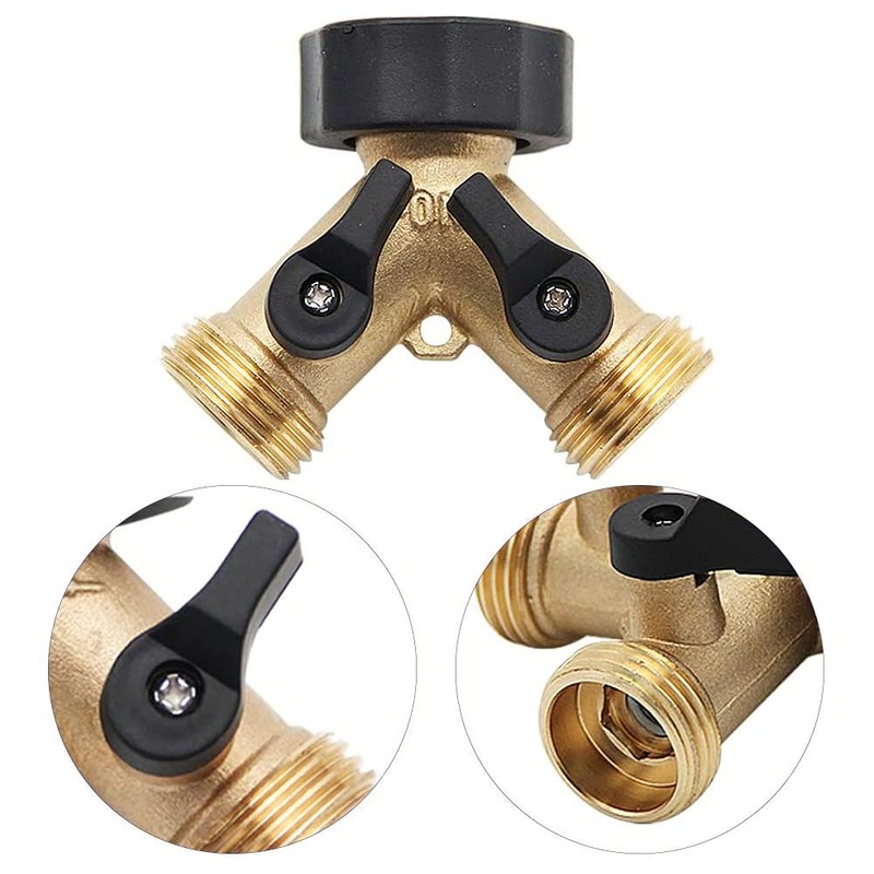 ANCLLO Garden Hose Splitter 2 Way-Y Connector Brass Garden Hose